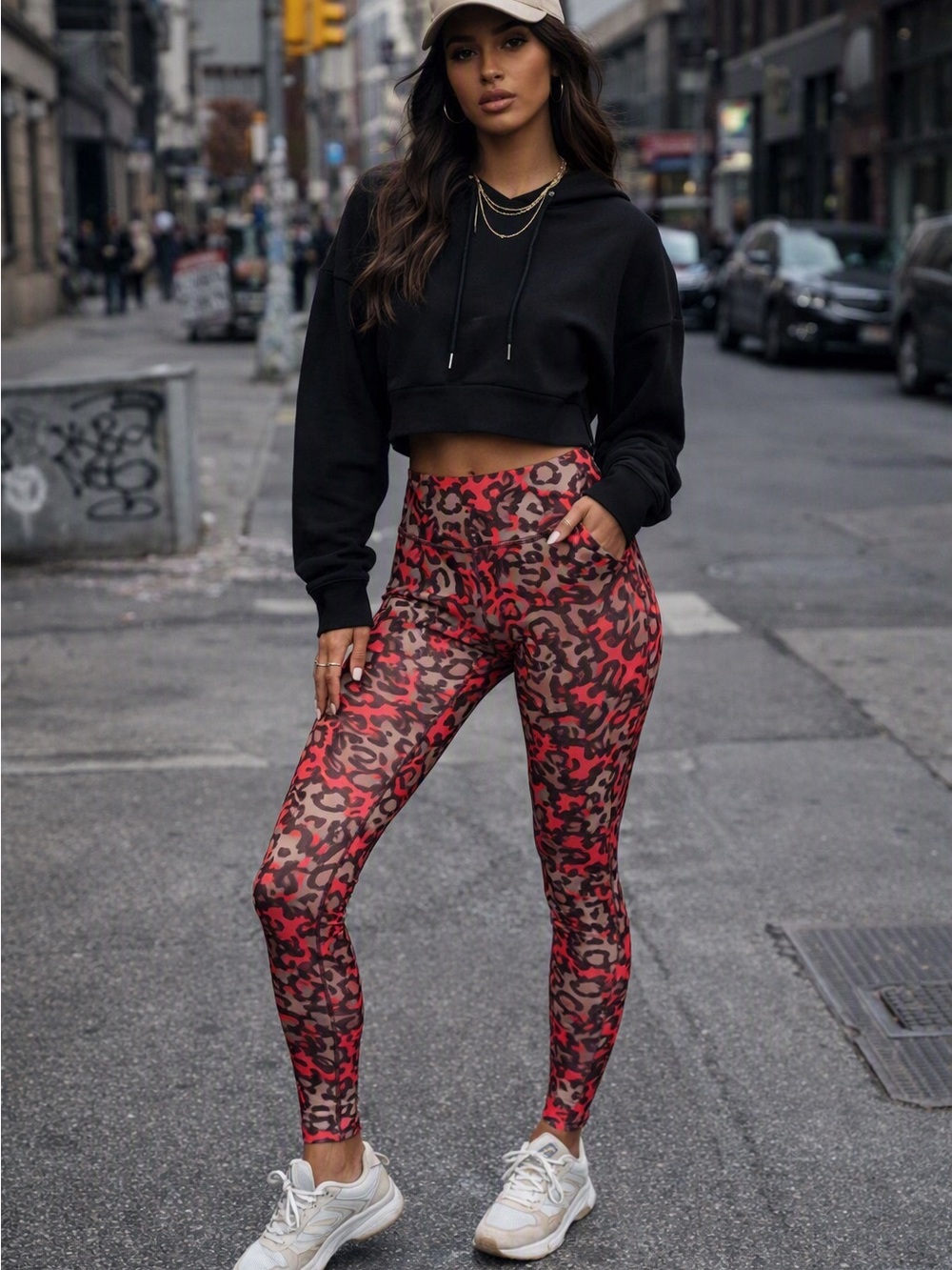 OFFLINE By Aerie Goals High Waisted 7/8 Leggings Red Leopard NWOT XS